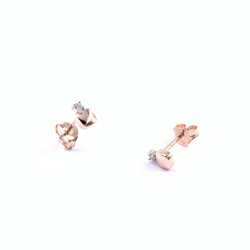 Boucles d'oreilles en or rose et diamants