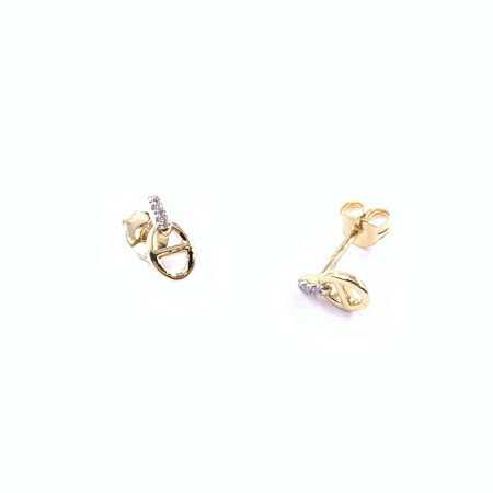 Boucles d'oreilles en or jaune, bicolore et diamants