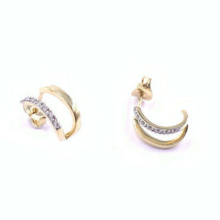 Boucles d'oreilles en or jaune, bicolore et diamants