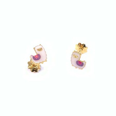 Boucles d'oreilles en or jaune motif lama