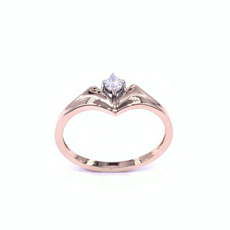 Solitaire en or rose, or blanc et diamants