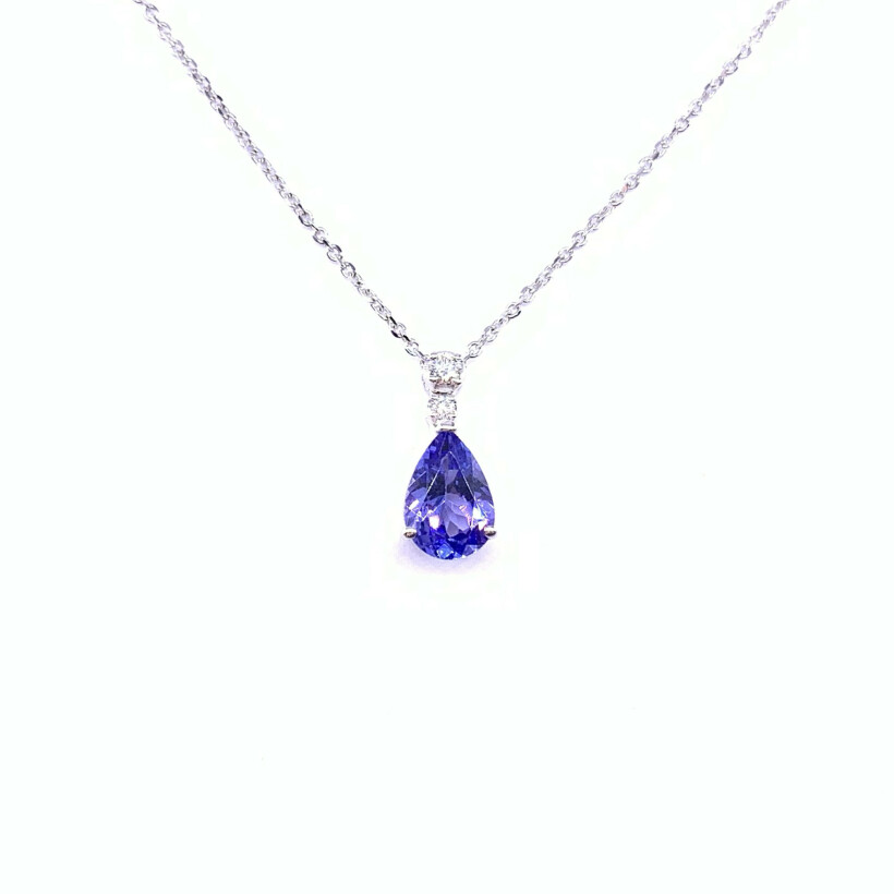 Collier en or blanc, tanzanite et diamants