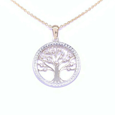 Pendentif arbre de vie en or jaune,  et oxydes de zirconium