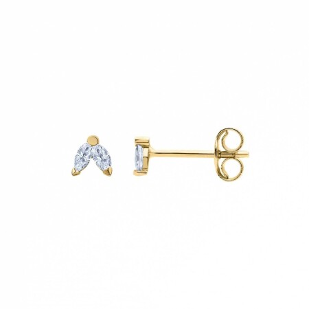 Boucles d'oreilles en or jaune et oxydes de zirconium