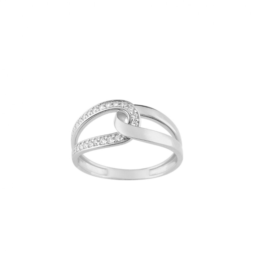 Bague en or blanc et oxydes de zirconium