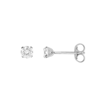 Boucles d'oreilles en or blanc et oxydes de zirconium 3.5mm