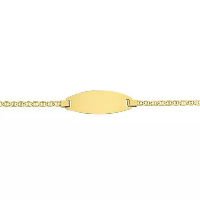 Bracelet identité en or jaune, plaque tonneau