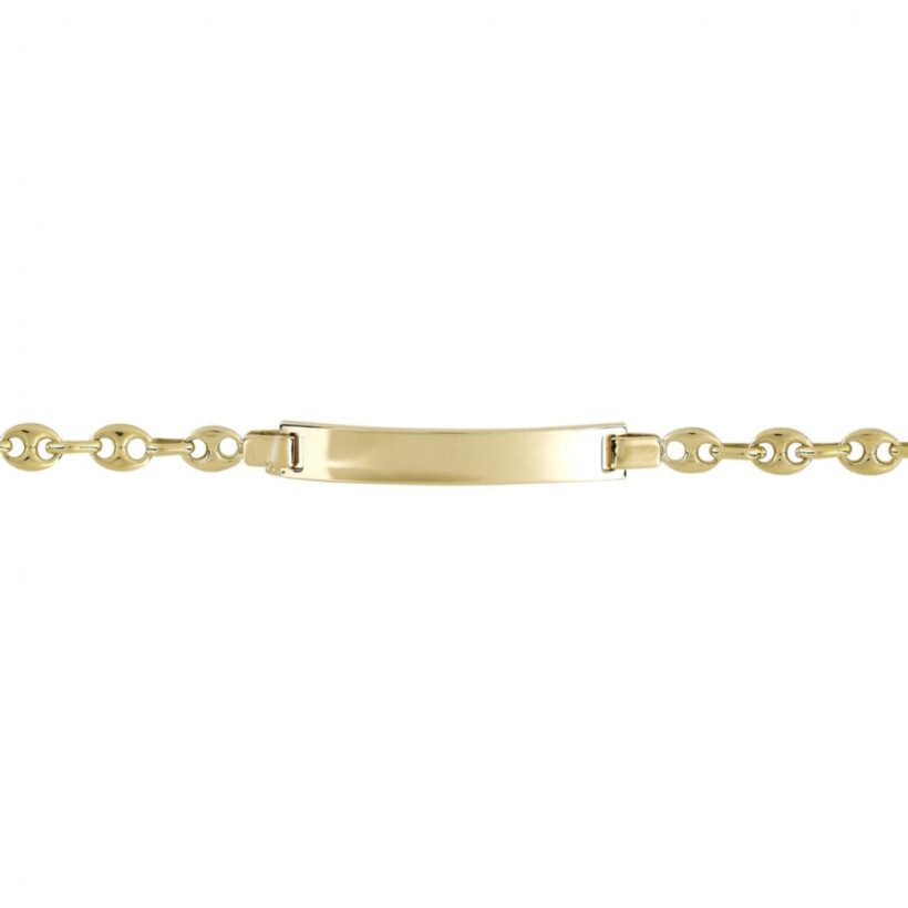 Bracelet identité en or jaune, plaque rectangle