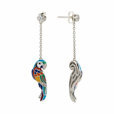 Boucles d'oreilles Una Storia en argent laqué et oxydes de zirconium