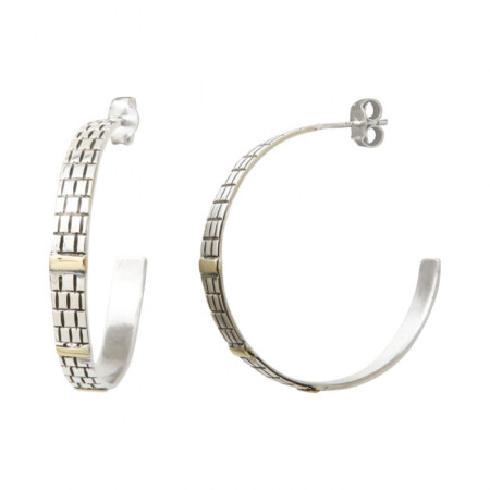 Boucles d'oreilles ethnique en argent et en laiton