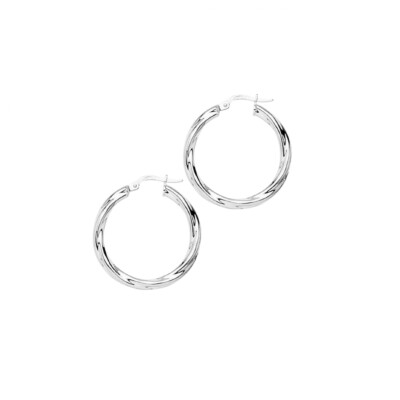 Boucles d'oreilles créoles en or blanc, diamètre 20mm