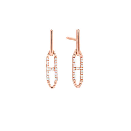 Boucles d'oreilles en or rose et diamants