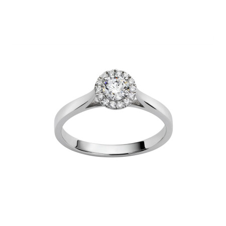 Solitaire en or blanc et diamants