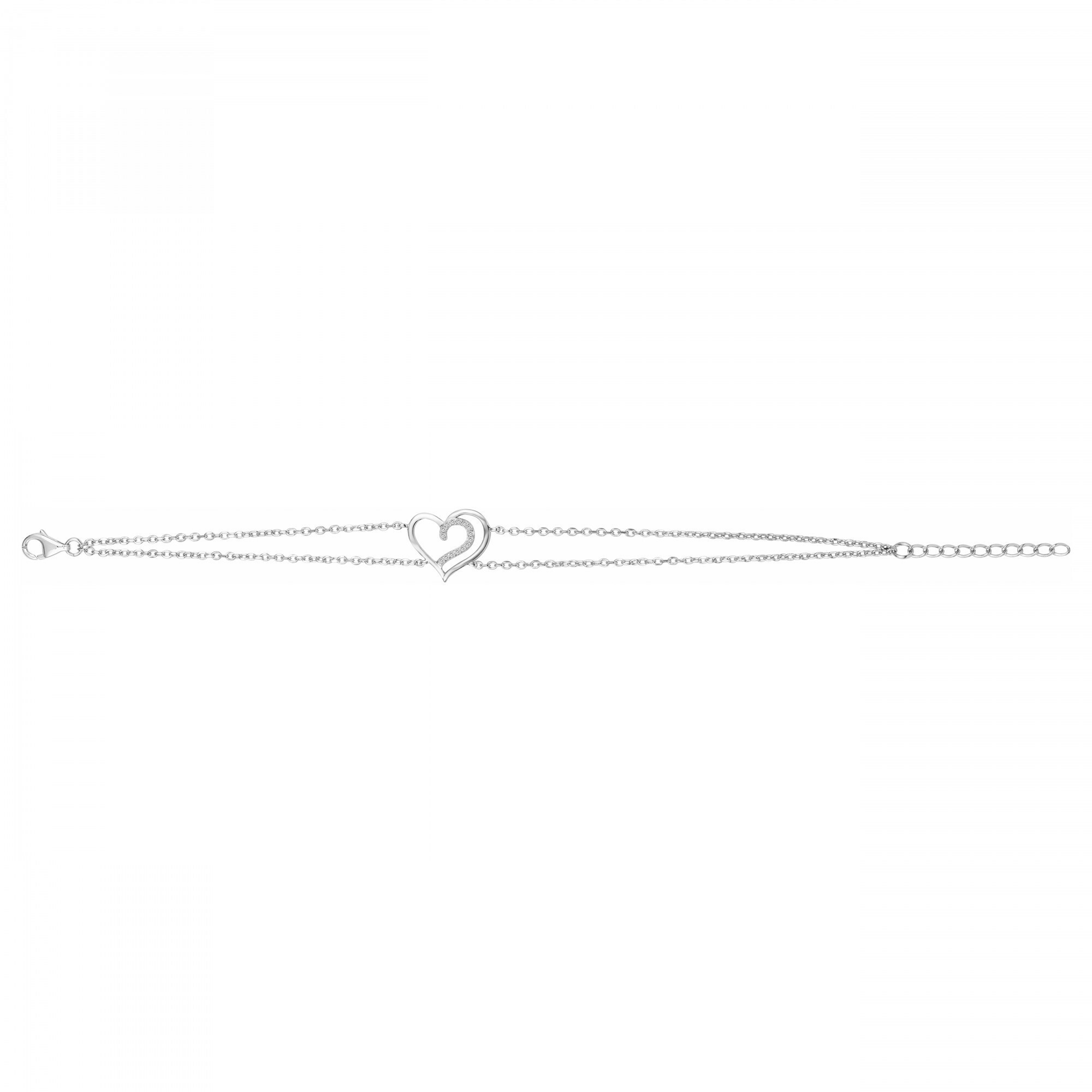 Bracelet en argent et oxydes de zirconium, motif cœur vue 2