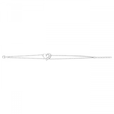 Bracelet en argent et oxydes de zirconium, motif cœur