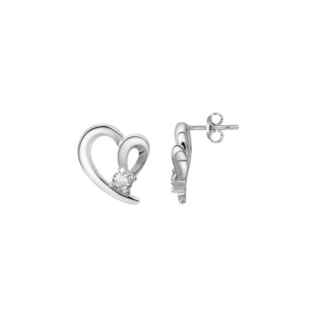 Boucles d'oreilles en argent et oxydes de zirconium, motif cœur