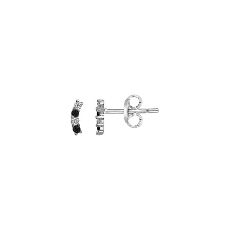 Boucles d'oreilles en argent, oxydes de zirconium et oxydes de zirconium noirs