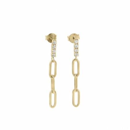 Boucles d'oreilles en argent plaqué or jaune et oxydes de zirconium