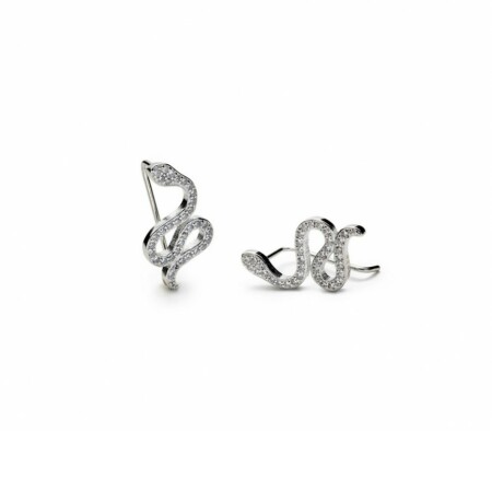 Boucles d'oreilles en argent et oxydes de zirconium, motif serpent