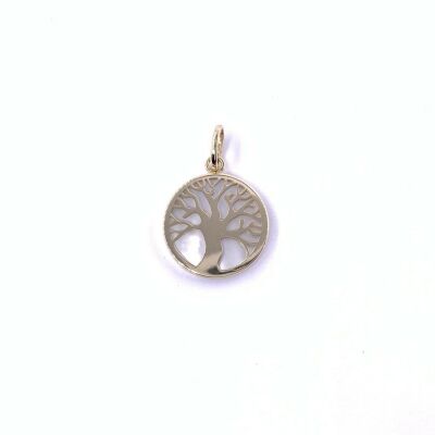 Pendentif en or jaune et nacre, arbre de vie