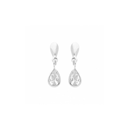 Boucles d'oreilles en or blanc et oxydes de zirconium