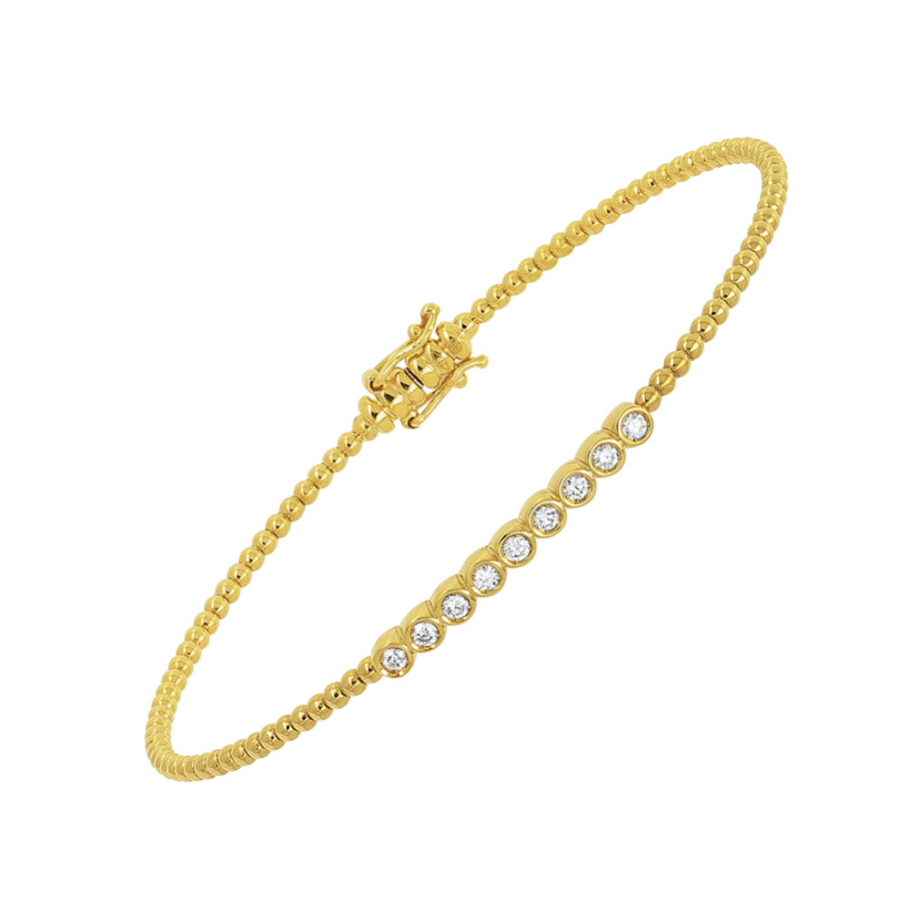 Bracelet rigide en or jaune et diamants