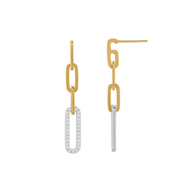 Boucles d'oreilles Charles Garnier en argent doré et oxydes de zirconium