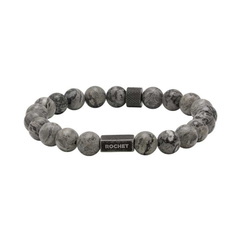 Bracelet en acier et jaspe gris 8mm