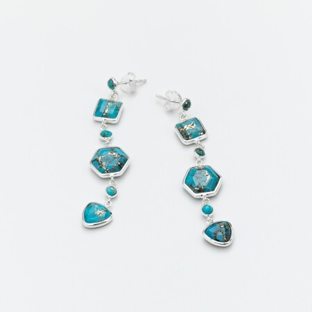 Boucles d'oreilles en argent avec Turquoises Copper