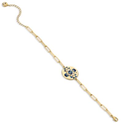 Bracelet en argent plaqué or jaune et oxydes de zirconium, émaillé