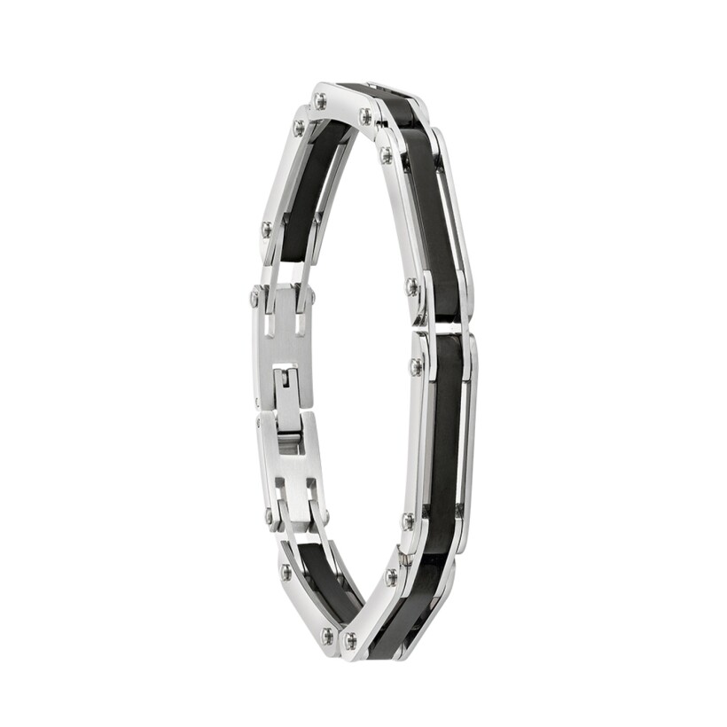 Bracelet en acier bicolore noir et blanc
