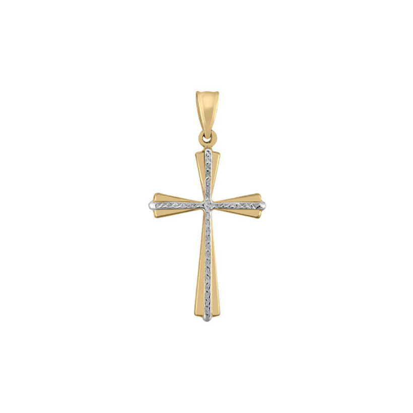 Pendentif Croix en or jaune et or blanc