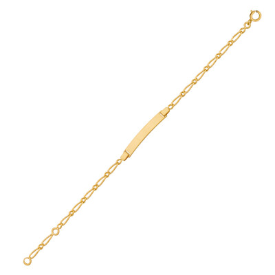 Bracelet identité en or jaune, plaque rectangle