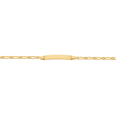 Bracelet identité en or jaune, plaque rectangle