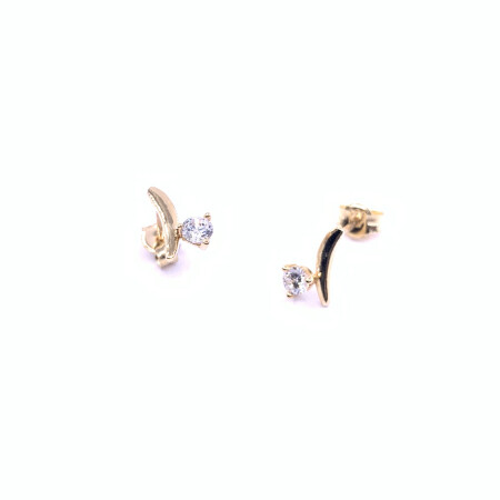 Boucles d'oreilles en or jaune et oxydes de zirconium