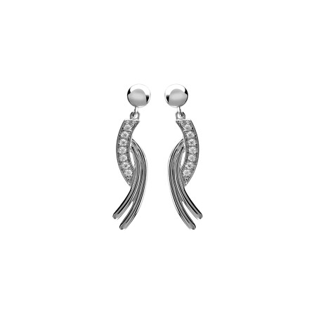 Boucles d'oreilles en or blanc et oxydes de zirconium