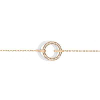 Bracelet en plaqué or, céramique blanche et oxydes de zirconium
