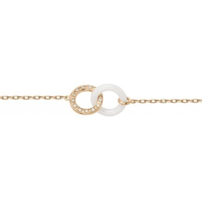 Bracelet en plaqué or, céramique blanche et oxydes de zirconium