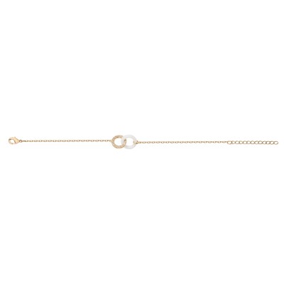 Bracelet en plaqué or, céramique blanche et oxydes de zirconium