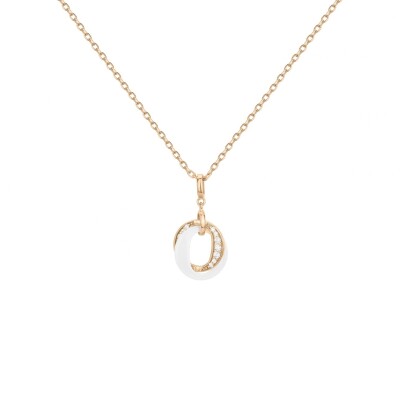 Collier en plaqué or, céramique blanche et oxydes de zirconium