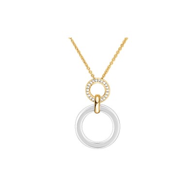 Collier en plaqué or, céramique blanche et oxydes de zirconium
