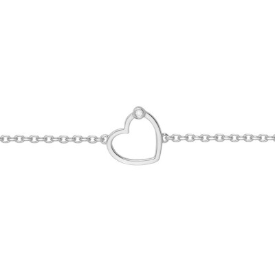 Bracelet La Garçonne en argent et diamant, motif cœur