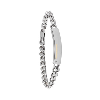 Bracelet en acier et insert or avec diamant