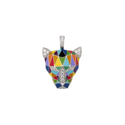 Pendentif Una Storia en argent laqué et oxydes de zirconium