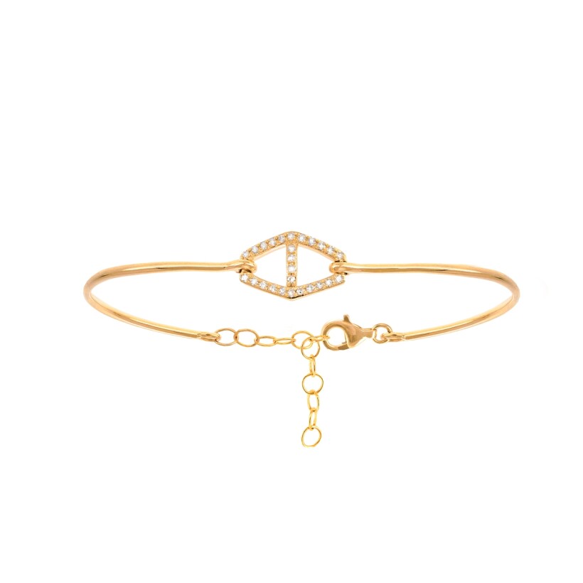 Bracelet semi-rigide en or jaune et diamants