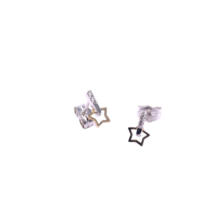 Boucles d'oreilles en or blanc, bicolore, motif étoile