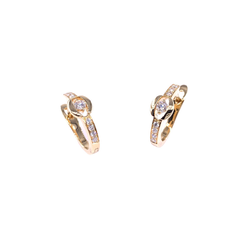 Boucles d'oreilles créoles en or jaune et diamants