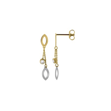 Boucles d'oreilles en or jaune et oxydes de zirconium