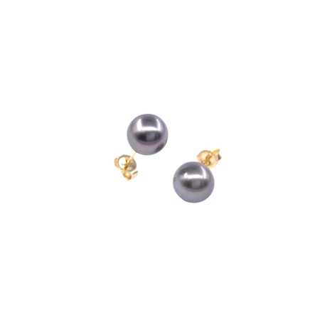 Boucles d'oreilles en or jaune et perles de Tahiti (diamètre 7.5/8 mm)