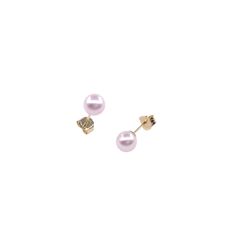 Boucles d'oreilles en or jaune et perles de culture (diamètre : 5/5.5mm)